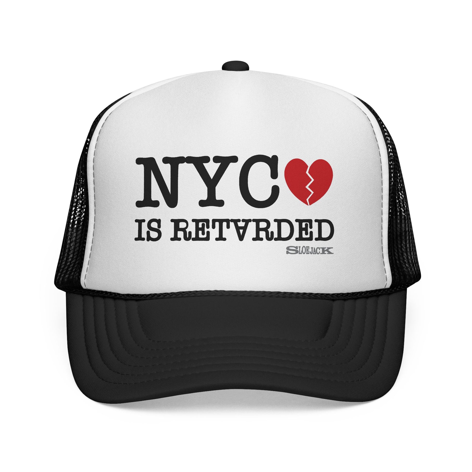 "NYC is Retarded" BLACK/WHITE TRUCKER CAP
